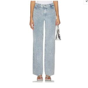 Good American Good Skate Wide Leg Crystal Jeans